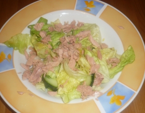 Fresh Iceberg Lettuce With Cucumber And Tuna